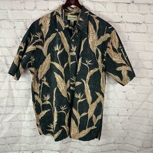 Cooke street honolulu cotton Black Tan hawaiian Shirt sz XL tropical island